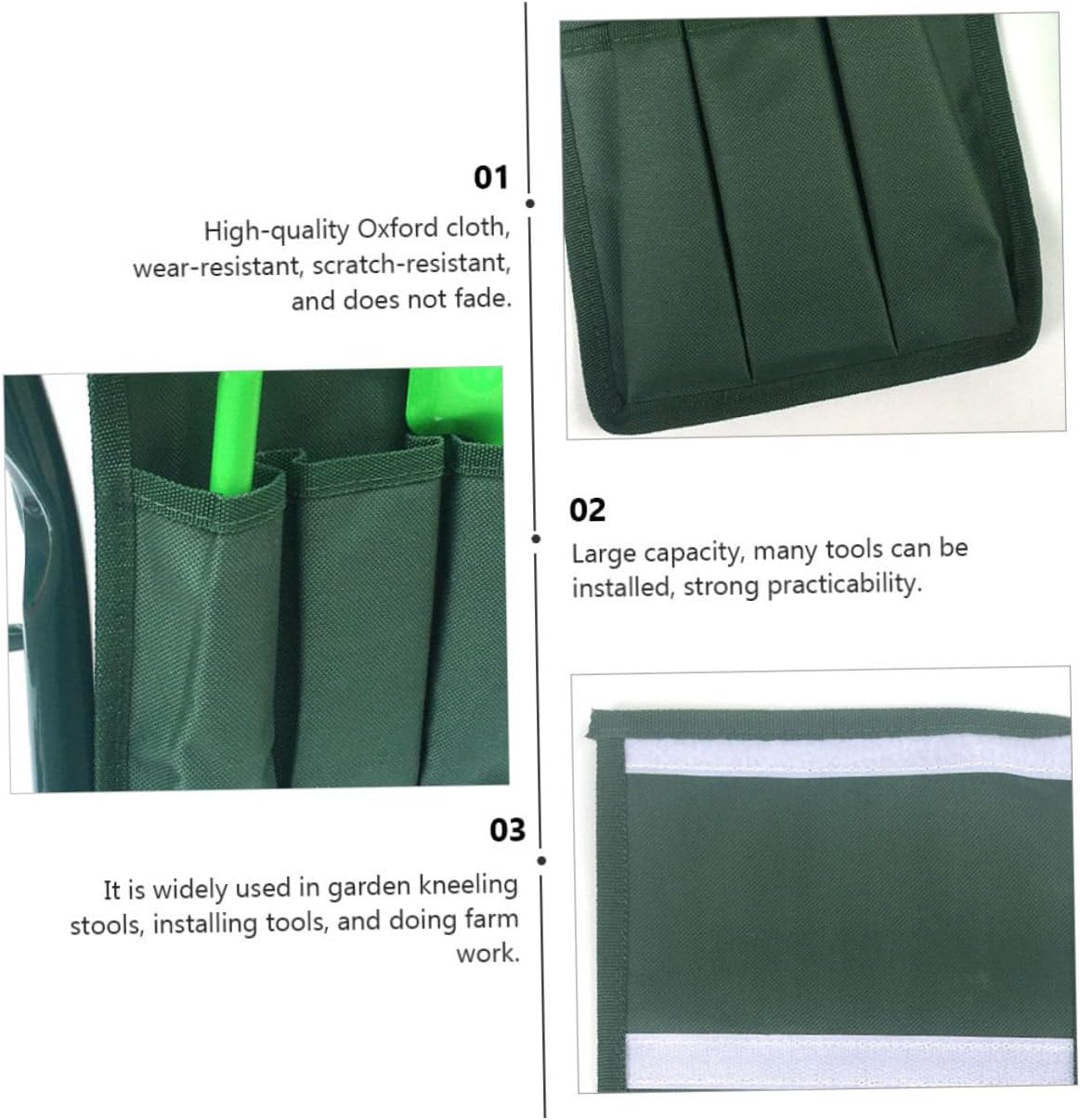 2pc Garden Kneeling Tool Bags Storage Pouches for Kneeler Seat Compact Easy to Carry for Gardening Tools and Accessories Green - Image 3