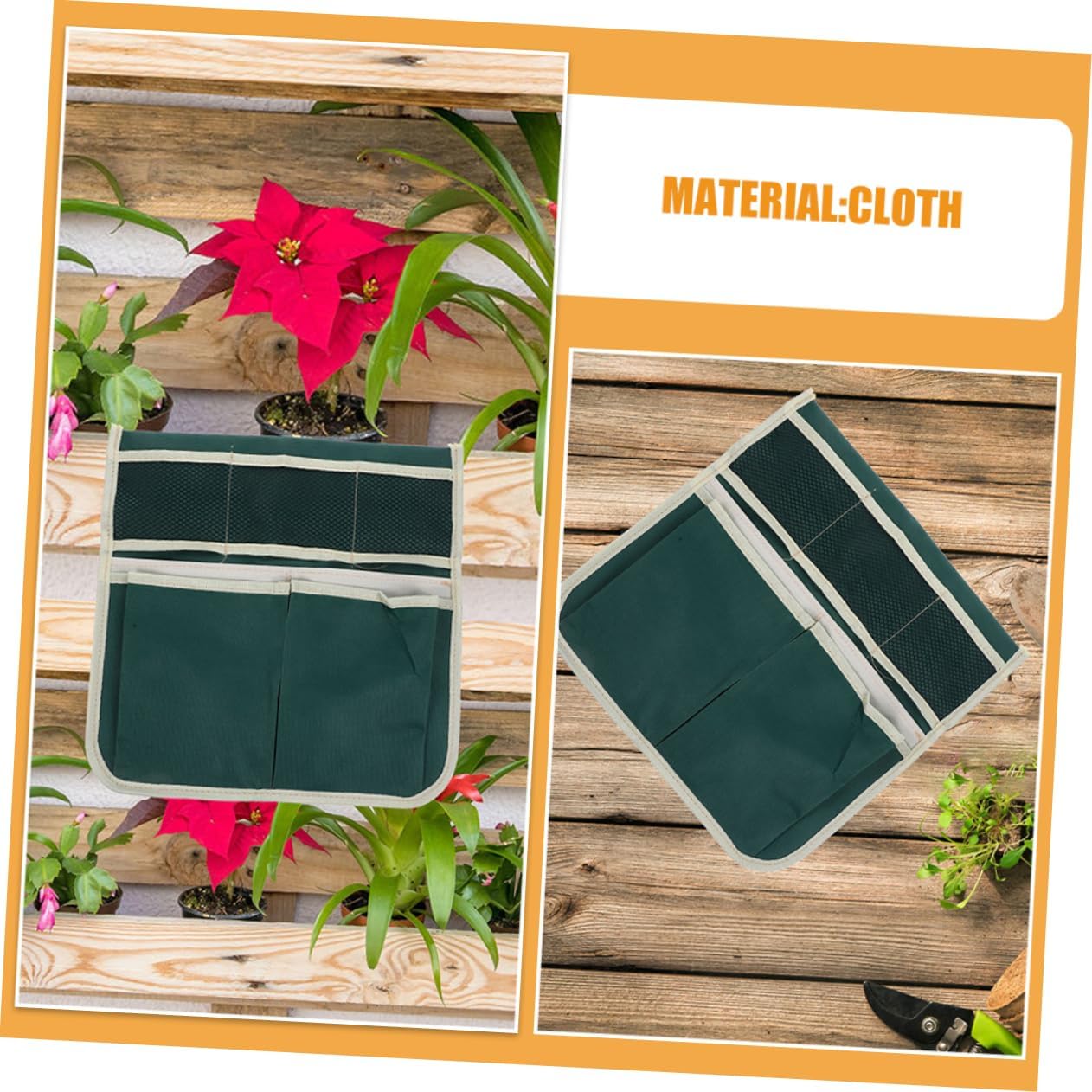 LIOOBO 2-piece Garden Kneeler Tool Bag Set Storage Pouch for Garden Accessories Seats Sturdy Canvas Tool Waist Bag for Gardening - Image 7