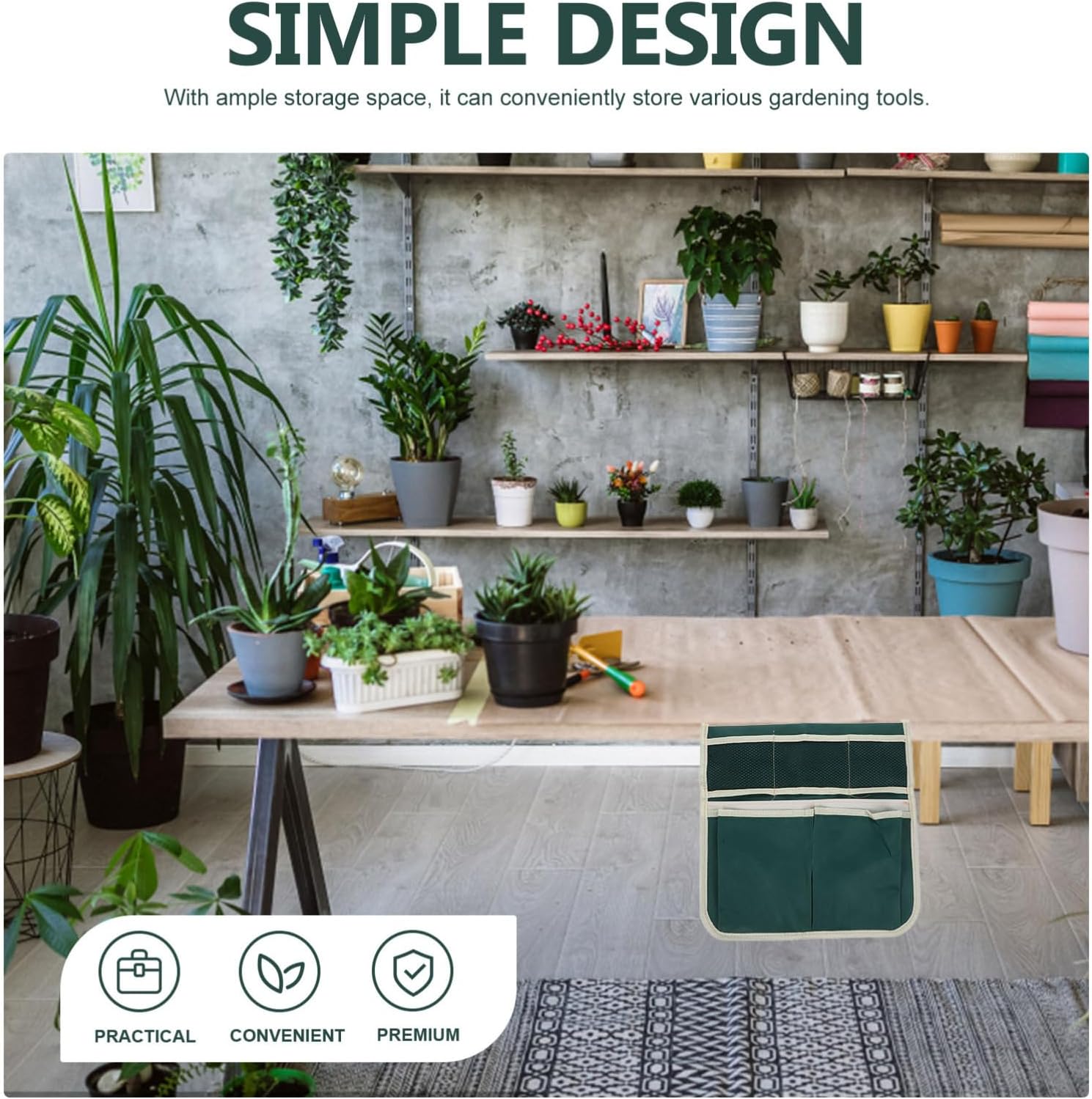 Holibanna Multifunctional Garden Kneeler Seat Bag Tool Pouch for Efficient Gardening Storage Green Striped Design for Garden Enthusiasts - Image 7