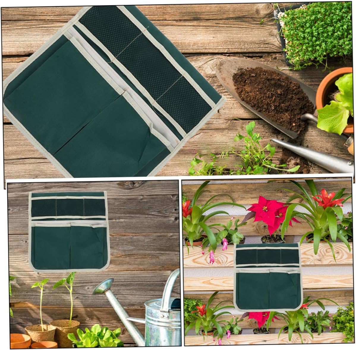 LIOOBO 2-piece Garden Kneeler Tool Bag Set Storage Pouch for Garden Accessories Seats Sturdy Canvas Tool Waist Bag for Gardening - Image 3
