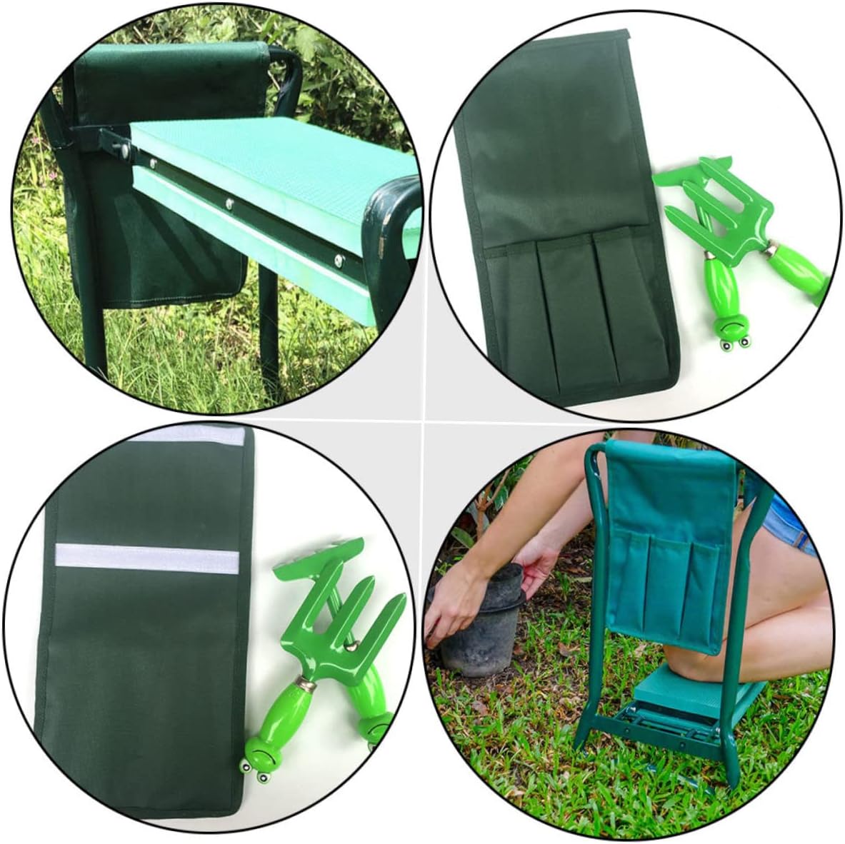 2pc Garden Kneeling Tool Bags Storage Pouches for Kneeler Seat Compact Easy to Carry for Gardening Tools and Accessories Green - Image 4
