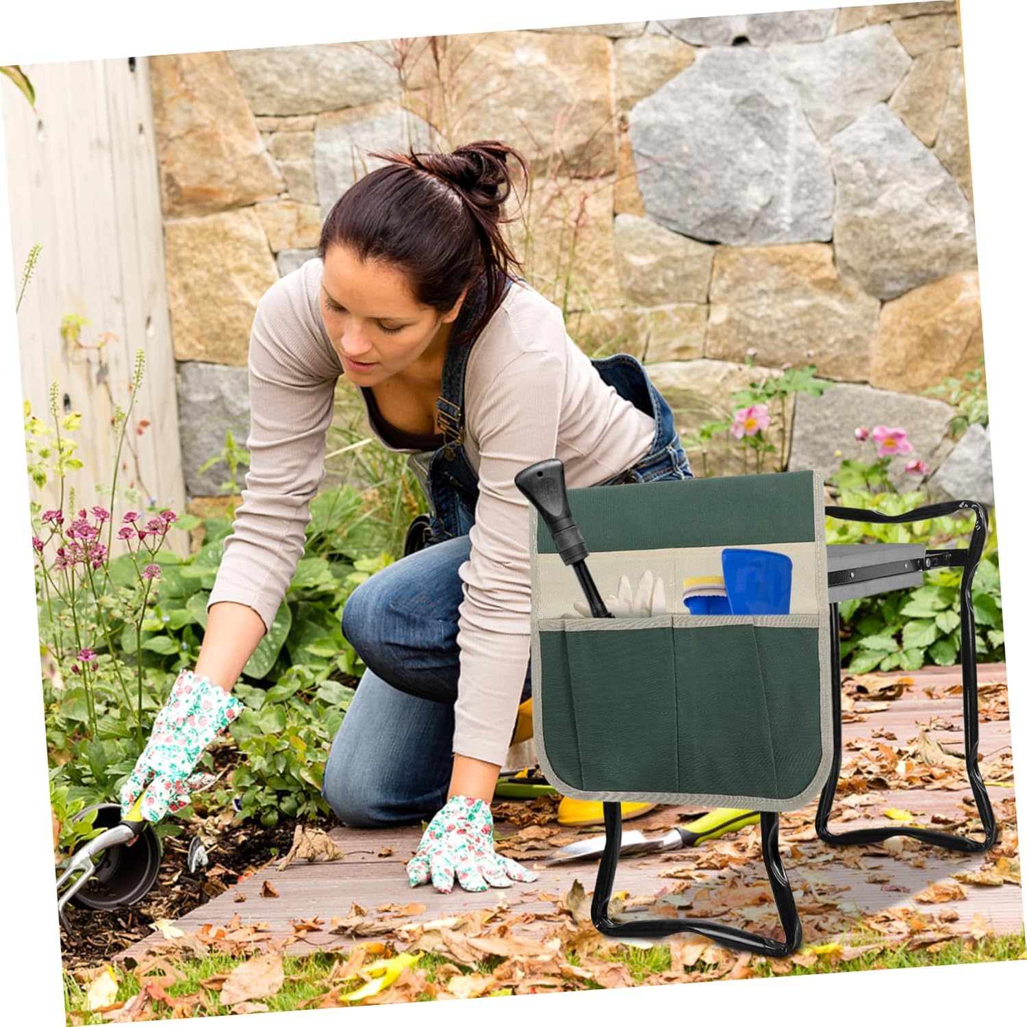 Toddmomy Gardening Kneeler Seat Tool Bag Compact Storage Organizer Pouch for Garden Kneeler Oxford Style - Image 3