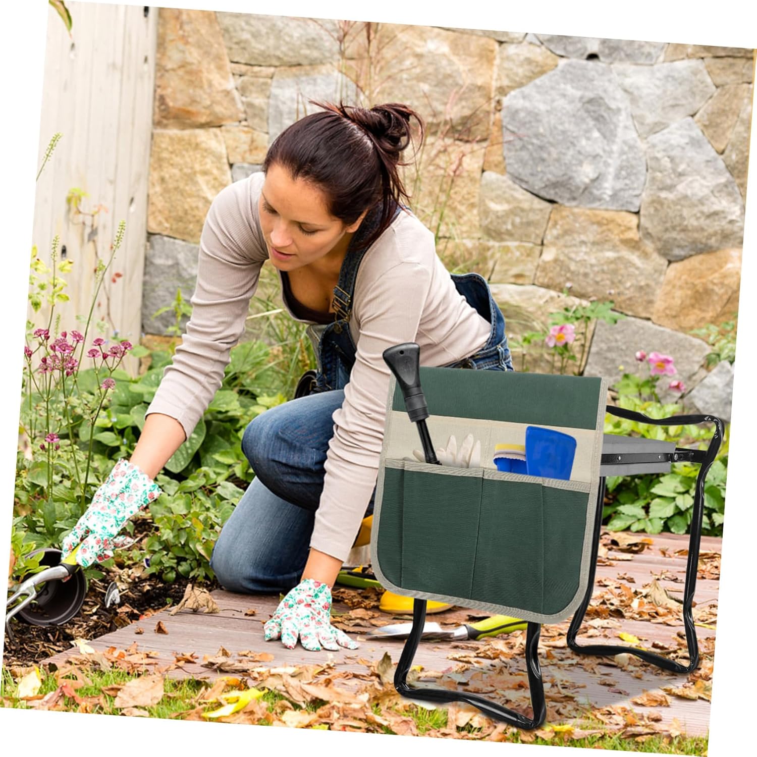 BESPORTBLE Garden Kneeler Seat Bag Striped Gardening Tool Organizer Oxford Pouch Style - Image 6