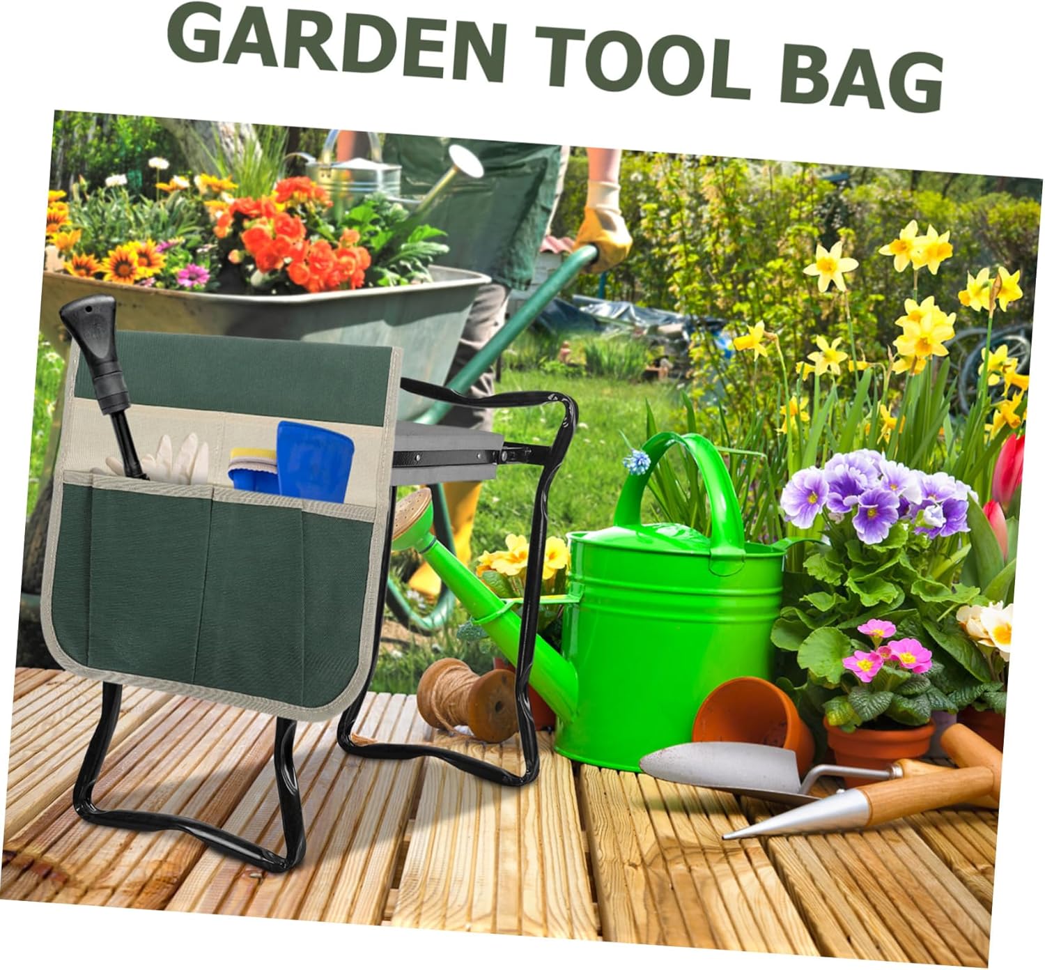Toddmomy Gardening Kneeler Seat Tool Bag Compact Storage Organizer Pouch for Garden Kneeler Oxford Style - Image 4