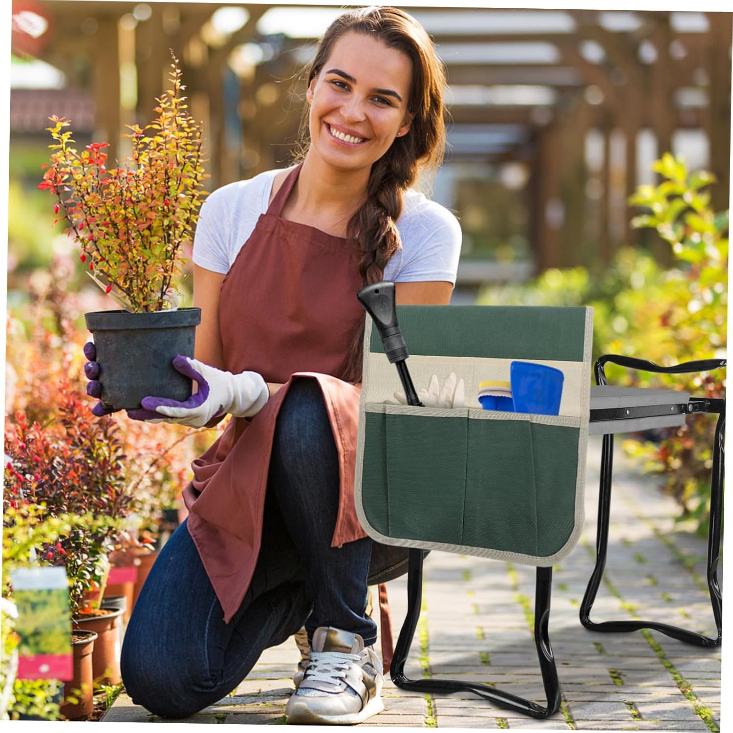 Toddmomy Gardening Kneeler Seat Tool Bag Compact Storage Organizer Pouch for Garden Kneeler Oxford Style - Image 5