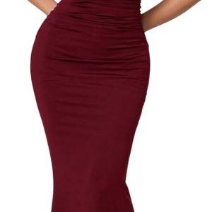 GORGLITTER Women's Asymmetrical Bridesmaid Dresses One Shoulder Formal Wedding Guest Cocktail Fishtail Maxi Sun Dresses