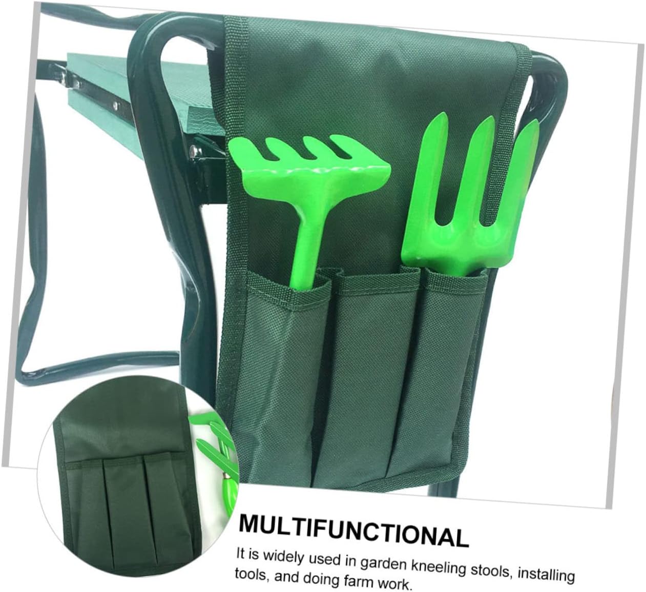 2Pc Garden Kneeler Stool Bags Portable Storage Pouches for Organization Durable Kneeling Seat Bags for Gardeners Maintenance Personnel and Outdoor Activities Green - Image 4