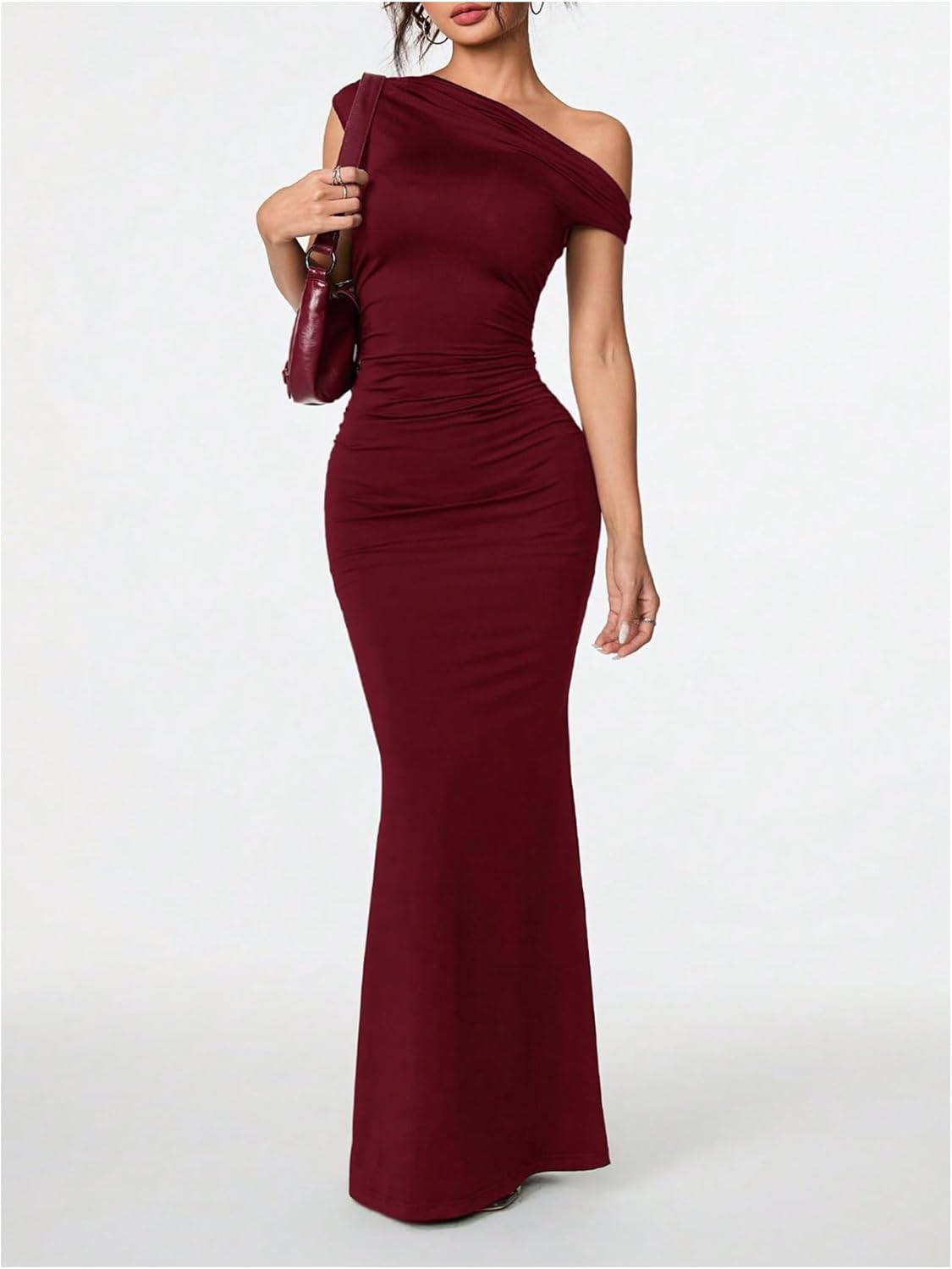 GORGLITTER Women's Asymmetrical Bridesmaid Dresses One Shoulder Formal Wedding Guest Cocktail Fishtail Maxi Sun Dresses - Image 5