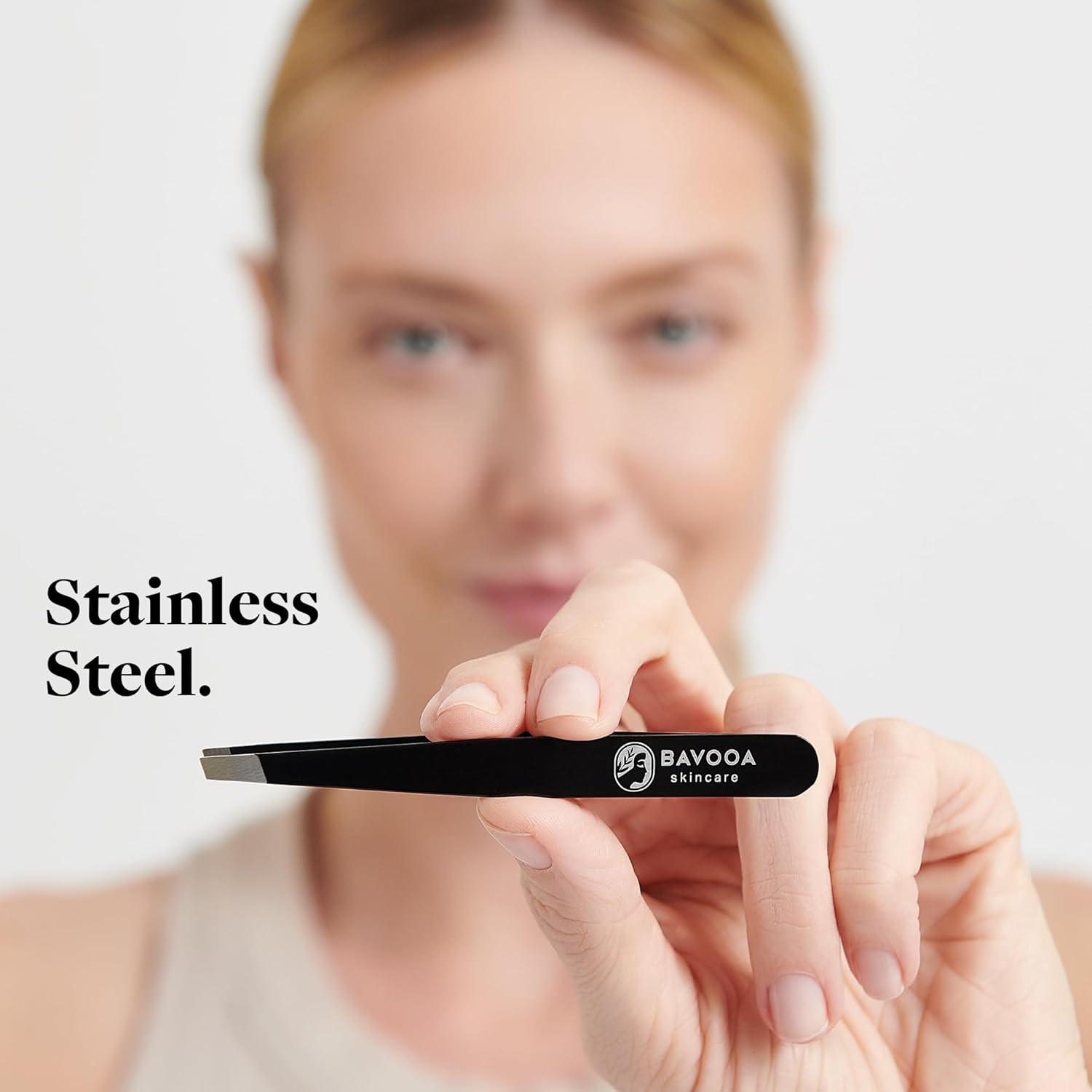 Professional Tweezers for Women and Men - Precision Facial Hair Removal for Eyebrow, Chin, Lips and Splinter Removal, Slant Mini Tweezer and Plucker, Stainless Steel - Image 6
