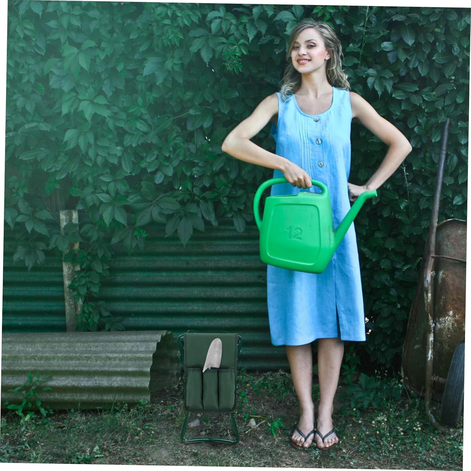 Garden Kneeler Tool Bag Side Pouch Portable Kneeling Stool Accessory for Gardening Adjustable Height Sturdy 600D Fabric Easy Storage for Gardeners - Image 5
