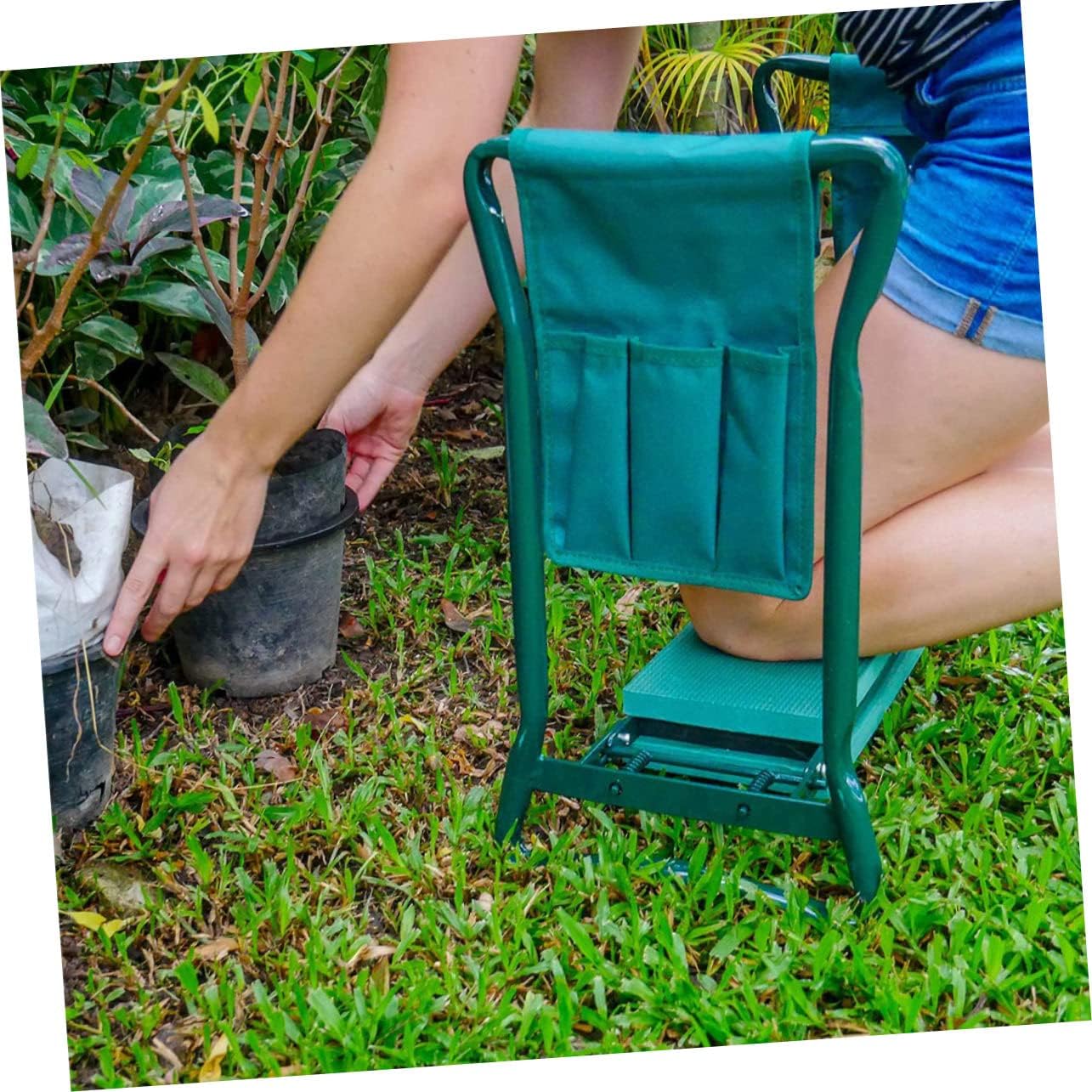 2Pc Garden Kneeler Stool Bags Portable Storage Pouches for Organization Durable Kneeling Seat Bags for Gardeners Maintenance Personnel and Outdoor Activities Green - Image 7