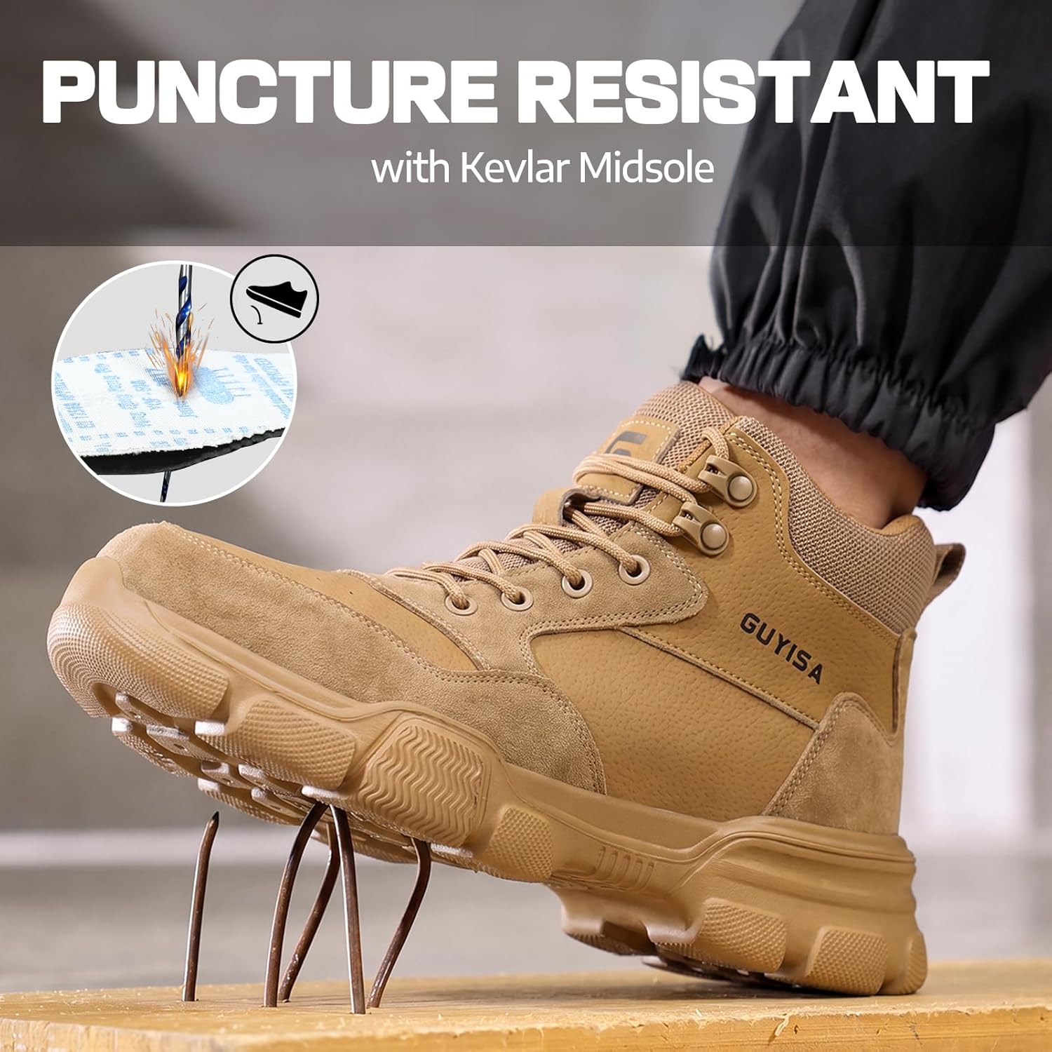 Steel Toe Work Shoes for Men, Lightweight Safety Shoes with Puncture Resistant Midsole, Comfortable Protective Work Shoes for Warehouse Factory Light Construction - Image 4