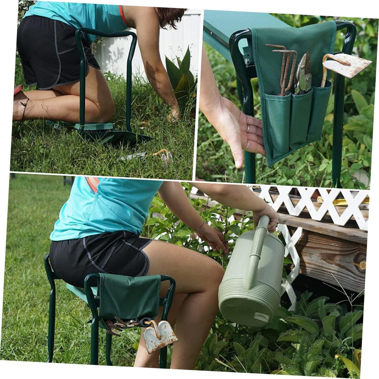2Pc Garden Kneeler Stool Bags Portable Storage Pouches for Organization Durable Kneeling Seat Bags for Gardeners Maintenance Personnel and Outdoor Activities Green - Image 9