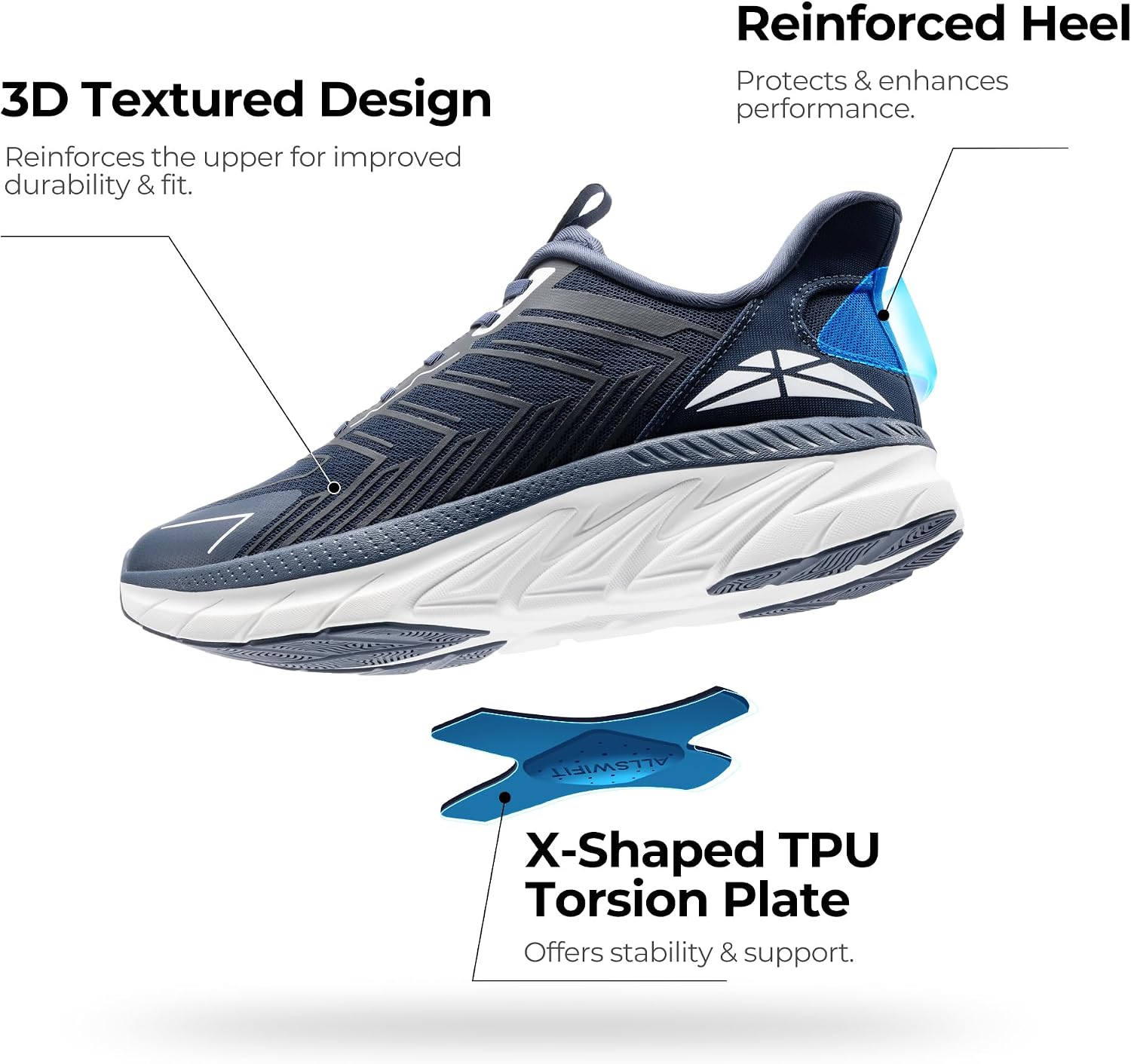 ALLSWIFIT Mens Slip On Walking Shoes Running Sneakers | Comfortable, Tennis, Breathable, Non Slip, Cushion, Lightweight, Athletic, Gym, Workout, Cross Training, Fashion - Image 5