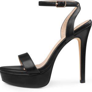 MERUMOTE Women's Open Toe Platform Stiletto High Heels Buckle Sandals | Ankle Strap, Buckle, Stilettos, Party Heels, Evening Prom Shoes, Dressy Heels