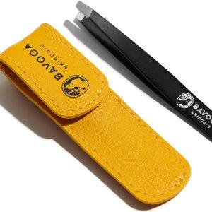 Professional Tweezers for Women and Men - Precision Facial Hair Removal for Eyebrow, Chin, Lips and Splinter Removal, Slant Mini Tweezer and Plucker, Stainless Steel