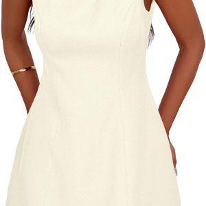PRETTYGARDEN Womens Formal Short Dresses 2026 Summer Sleeveless Boat Neck A Line Elegant Mini Cocktail Party Dress