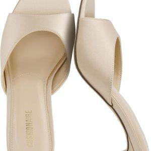 CUSHIONAIRE Elle Pointed Heel Womens Sandal, Open Toe Heeled Mule with Cushioned Memory and Stiletto Design