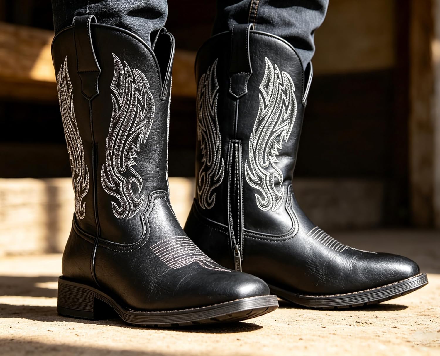 Jousen Cowboy Boots for Men Embroidery Men's Western Boots Retro Square Toe Mens Boot Botas Vaqueras Para Hombre - Image 3