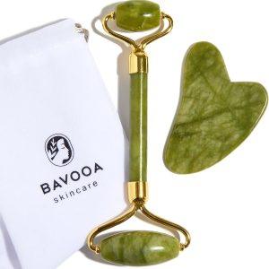 Jade Roller and Gua Sha - Spa Grade Face Roller Massager and Gua Sha Massage Tool Set. 100% Authentic Jade Stone. Reduces Puffiness, Wrinkles and Reveals Your Natural Glow