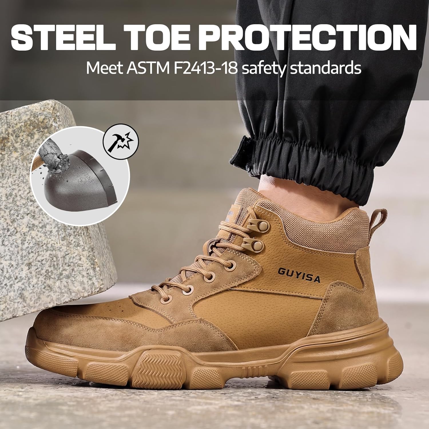 Steel Toe Work Shoes for Men, Lightweight Safety Shoes with Puncture Resistant Midsole, Comfortable Protective Work Shoes for Warehouse Factory Light Construction - Image 3