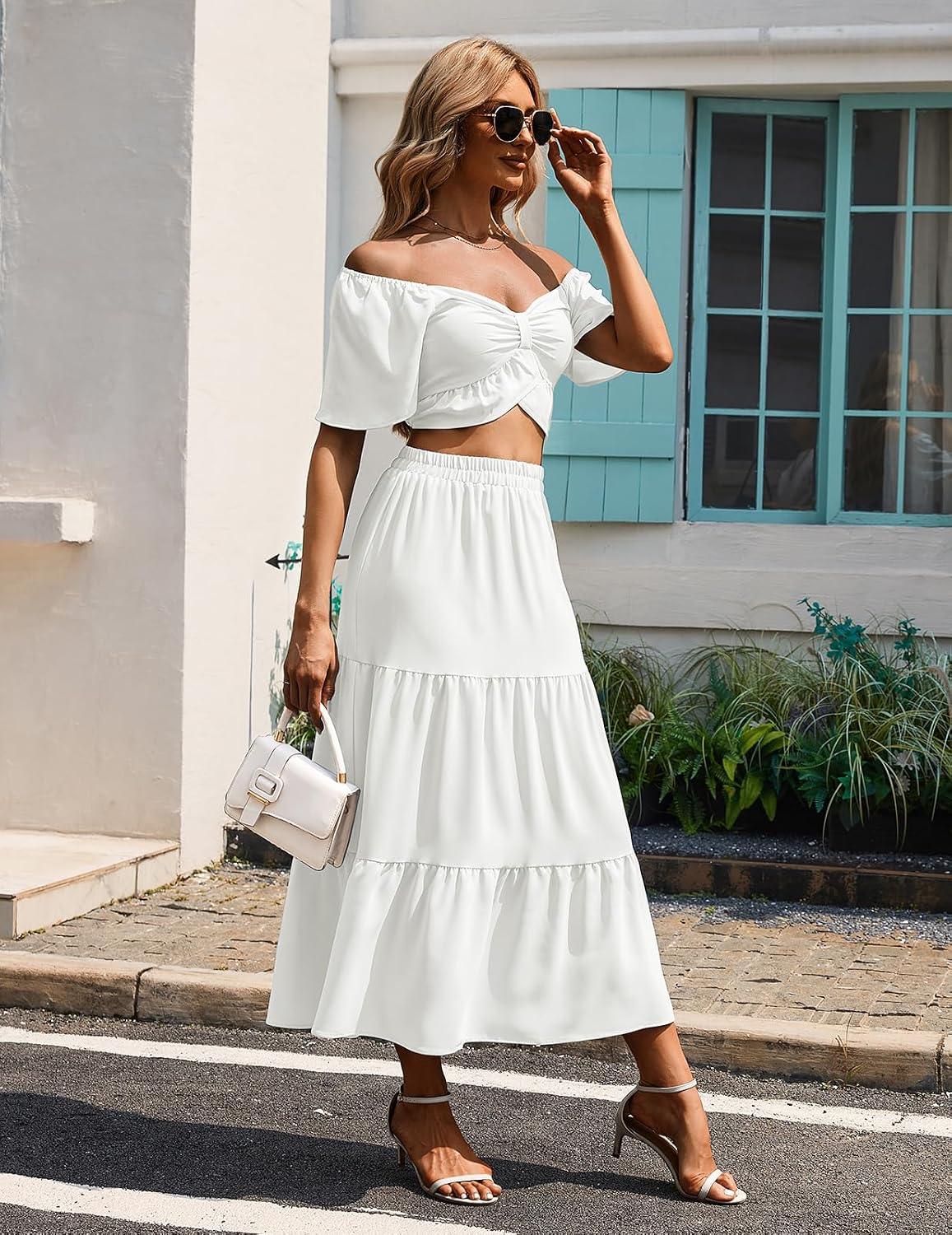 DRESSTELLS 2 Piece Skirt Set 2026, Matching Top & Long Skirt, Floral Cruise Outfit, Summer Beach Boho Dress - Image 4