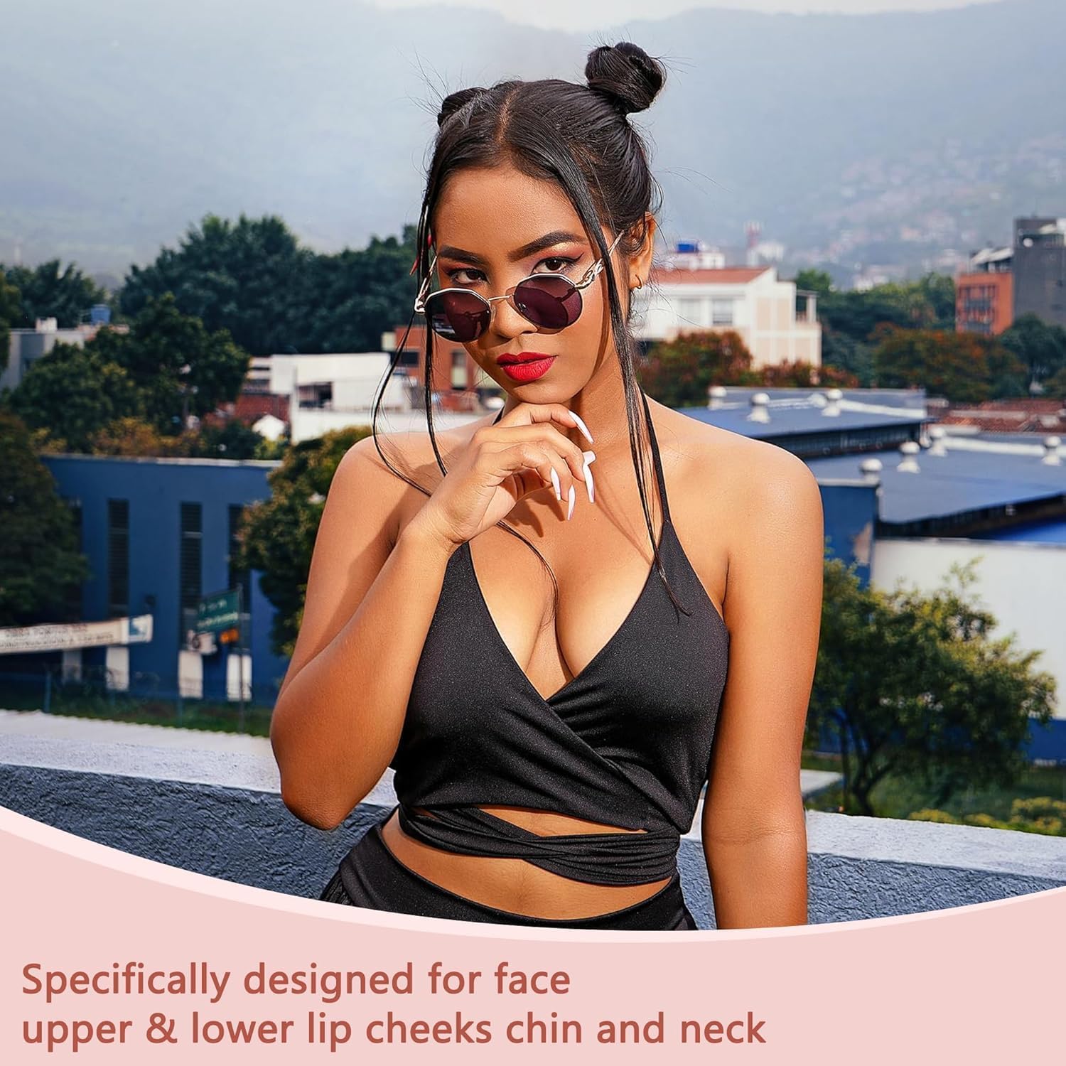 Rechargeable Facial Hair Removal for Women - as Seen on TV Painless Face Shaver - Electric Hair Remover for Face Lips Peach Fuzz with Light (Blue) - Image 5