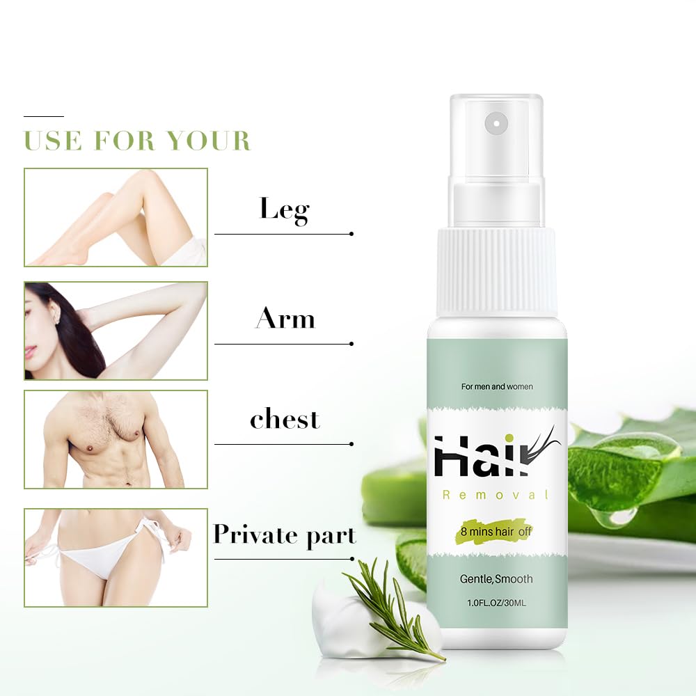Hair Removal Spray, Mild Painless Facial Hair Remover Cream for Underarm, Arm, Leg, Bikini Areas Body Hair Depilatories Product for Women Men 30ml - Image 3