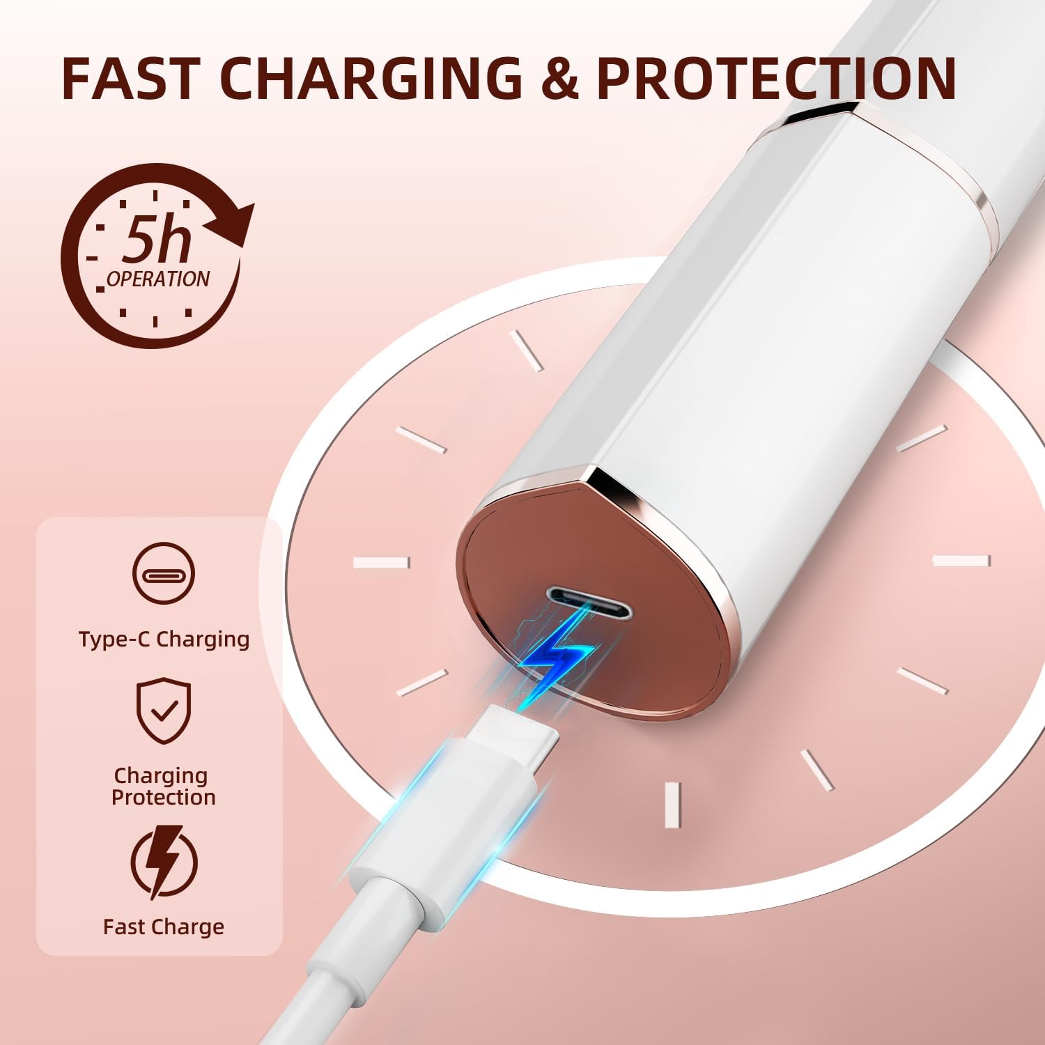 Facial Hair Remover for Women, Rechargeable, 2 Replacement Heads - Image 4