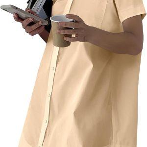 Rooscier Women's Button Down Casual Shirt Dress