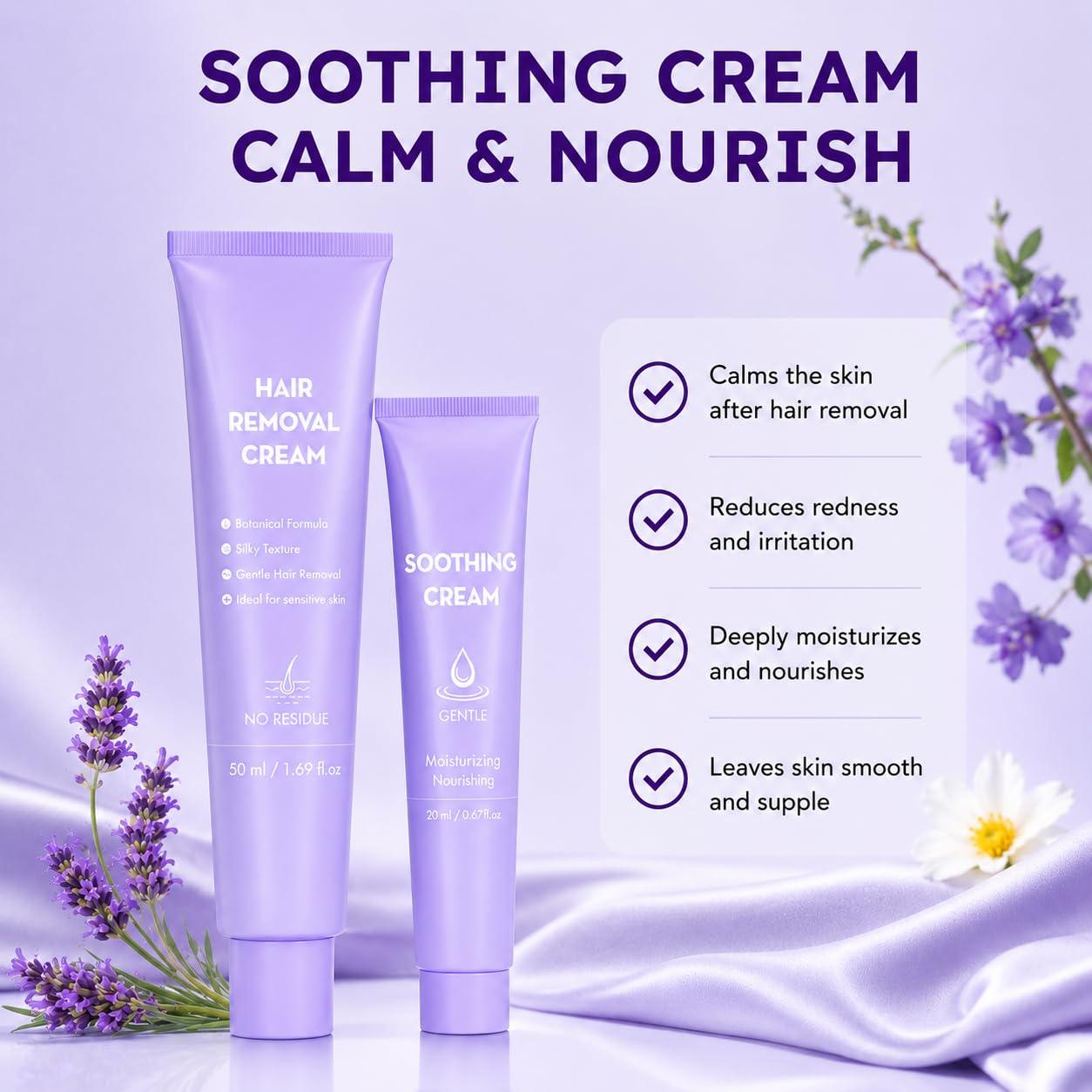 Hair Removal Cream, Facial Hair Removal Cream for Women with Soothing Cream - Image 6