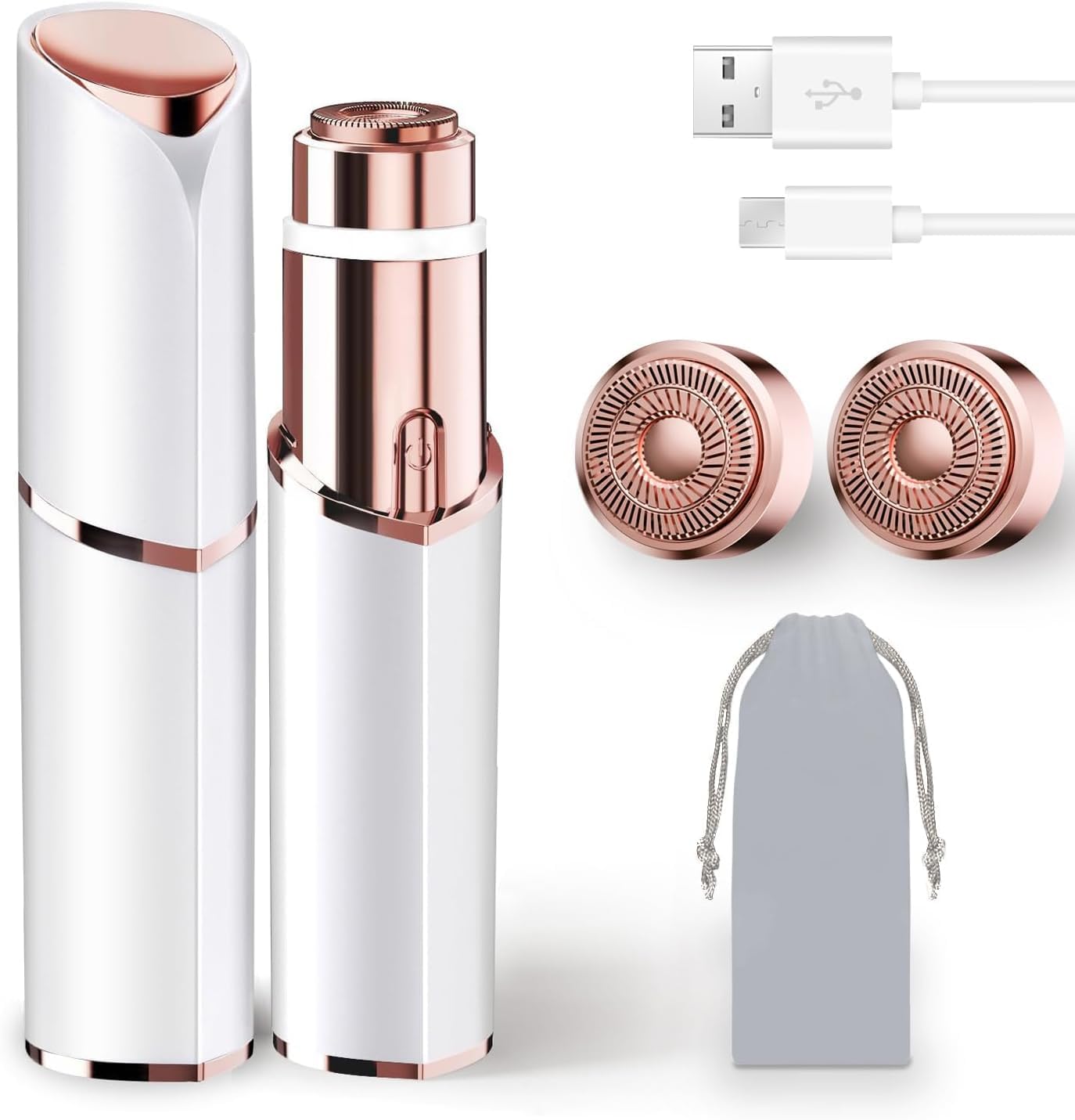 Facial Hair Remover for Women, Rechargeable, 2 Replacement Heads