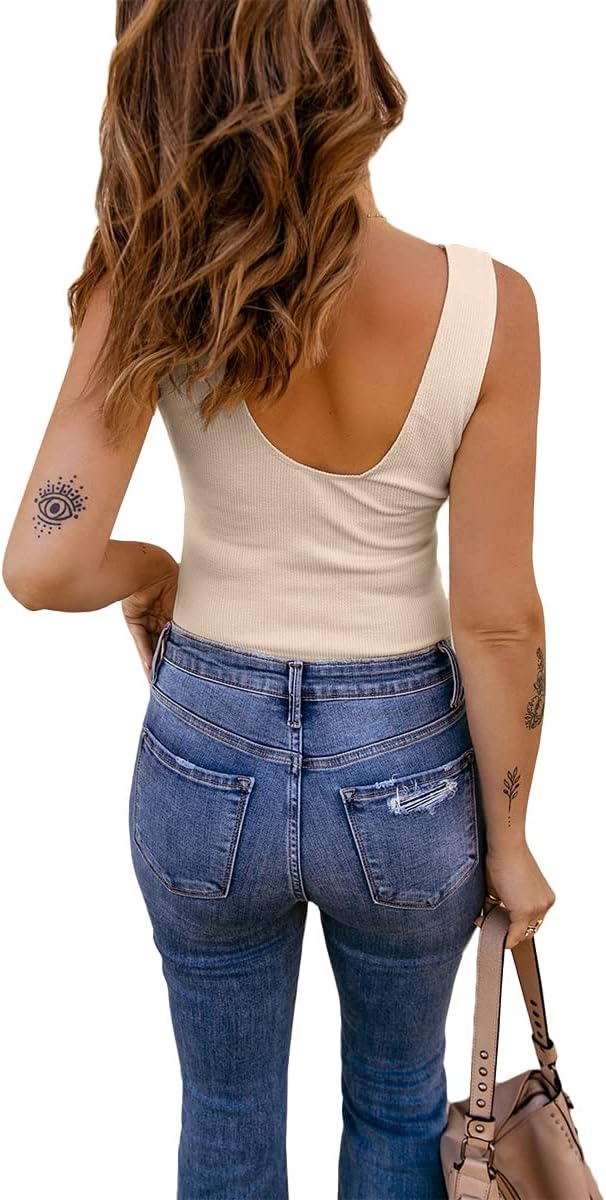 Womens Lace Patchwork Sexy Deep V Neck Knitted Vests Summer Camis Tank Tops - Image 4