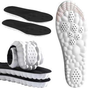 4D Cloud Insoles for Men Memory Foam Cloud Insoles Super Soft Anti-Fatigue, Shock Absorption, Relieve Foot Pain (Black, US 11-13)