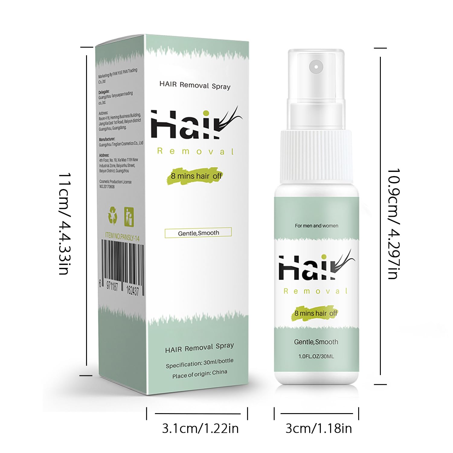 Hair Removal Spray, Mild Painless Facial Hair Remover Cream for Underarm, Arm, Leg, Bikini Areas Body Hair Depilatories Product for Women Men 30ml - Image 5