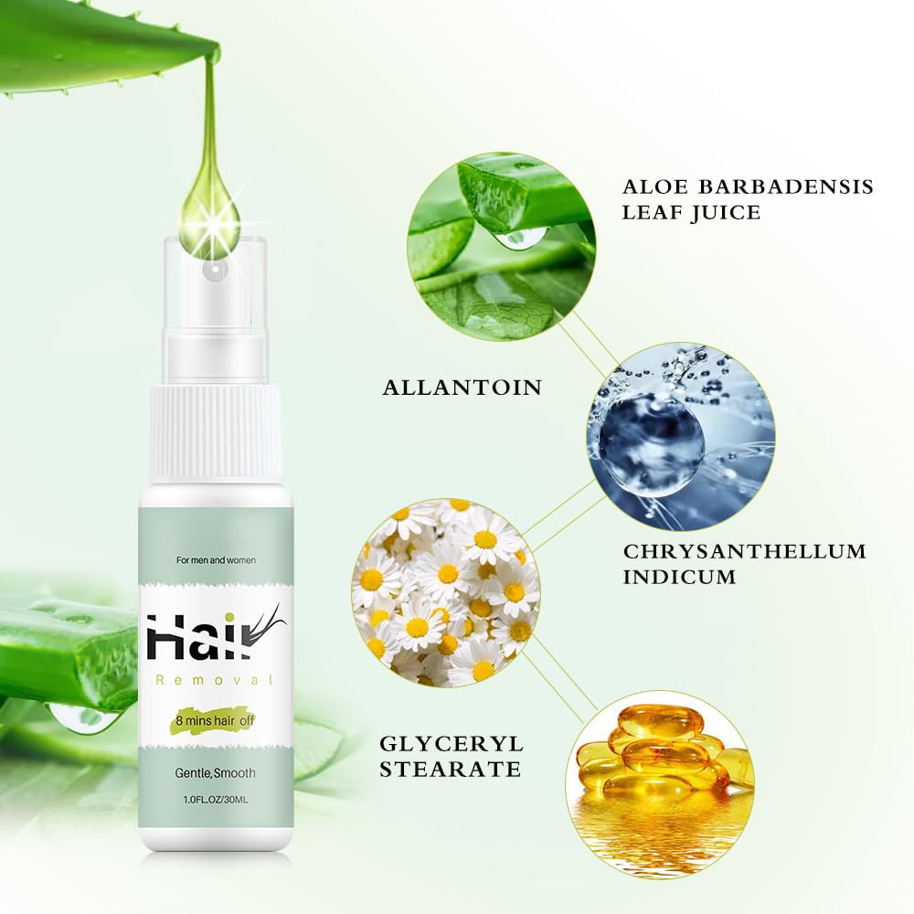 Hair Removal Spray, Mild Painless Facial Hair Remover Cream for Underarm, Arm, Leg, Bikini Areas Body Hair Depilatories Product for Women Men 30ml - Image 2