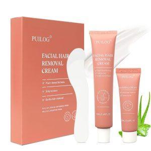 Facial Hair Removal for Women, Depilatory Cream for Face with Post-Care Soothing Cream, Flawless Hair Removal for Pubic Sensitive Skin At Home w/Spatula, 2.37 Fl Oz
