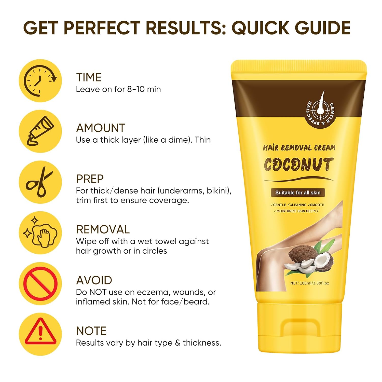 Hair Removal Cream for Sensitive Skin – Gentle Formula with Urea, Centella Asiatica, and Niacinamide; Reduces Ingrown Hairs and Irritation; Brightens Dark Underarms and Bikini Line 4 oz - Image 8