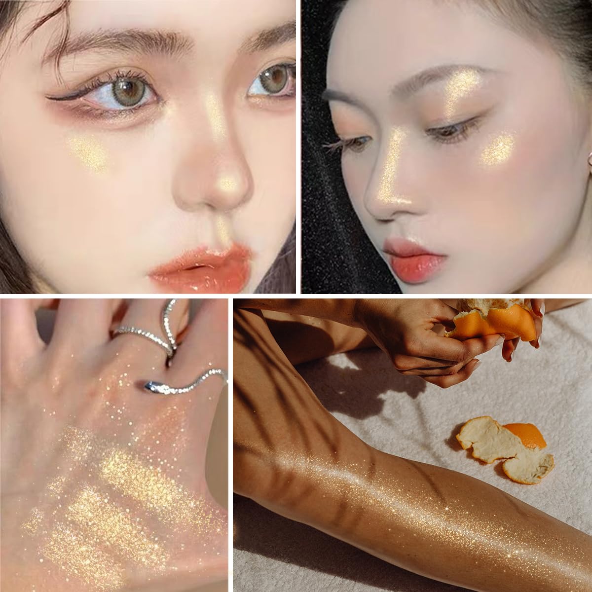 UCANBE Body Shimmer Highlighter, Hydrating Glow Lotion Champagne Gold | Instant Golden Glow with Hydrating Glycerin. Lightweight, Non-Sticky Body Glow Oil for Radiant Face, Body & Hair - Image 4