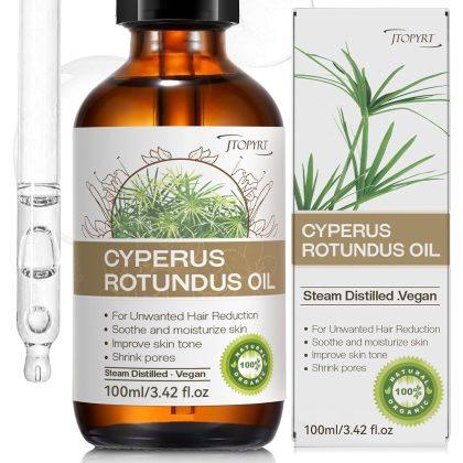 Cyperus Rotundus Oil for Hair Removal: 60s Quick Absorption Prevents Ingrown Hairs Reducing & Inhibitting Hair Growth in 68 Days for Face & Body Moisturizing Soothing for All Skin Types 100 ml