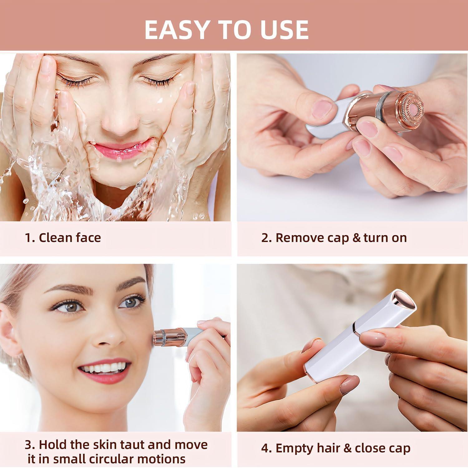 Facial Hair Remover for Women, Rechargeable, 2 Replacement Heads - Image 5