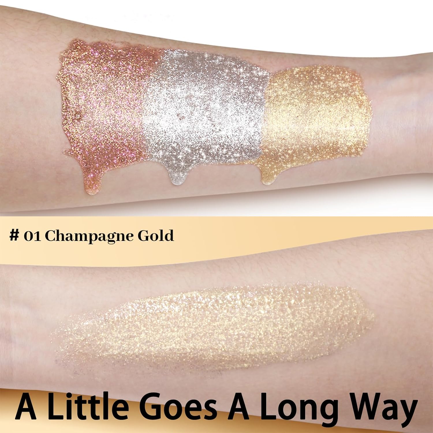 UCANBE Body Shimmer Highlighter, Hydrating Glow Lotion Champagne Gold | Instant Golden Glow with Hydrating Glycerin. Lightweight, Non-Sticky Body Glow Oil for Radiant Face, Body & Hair - Image 3