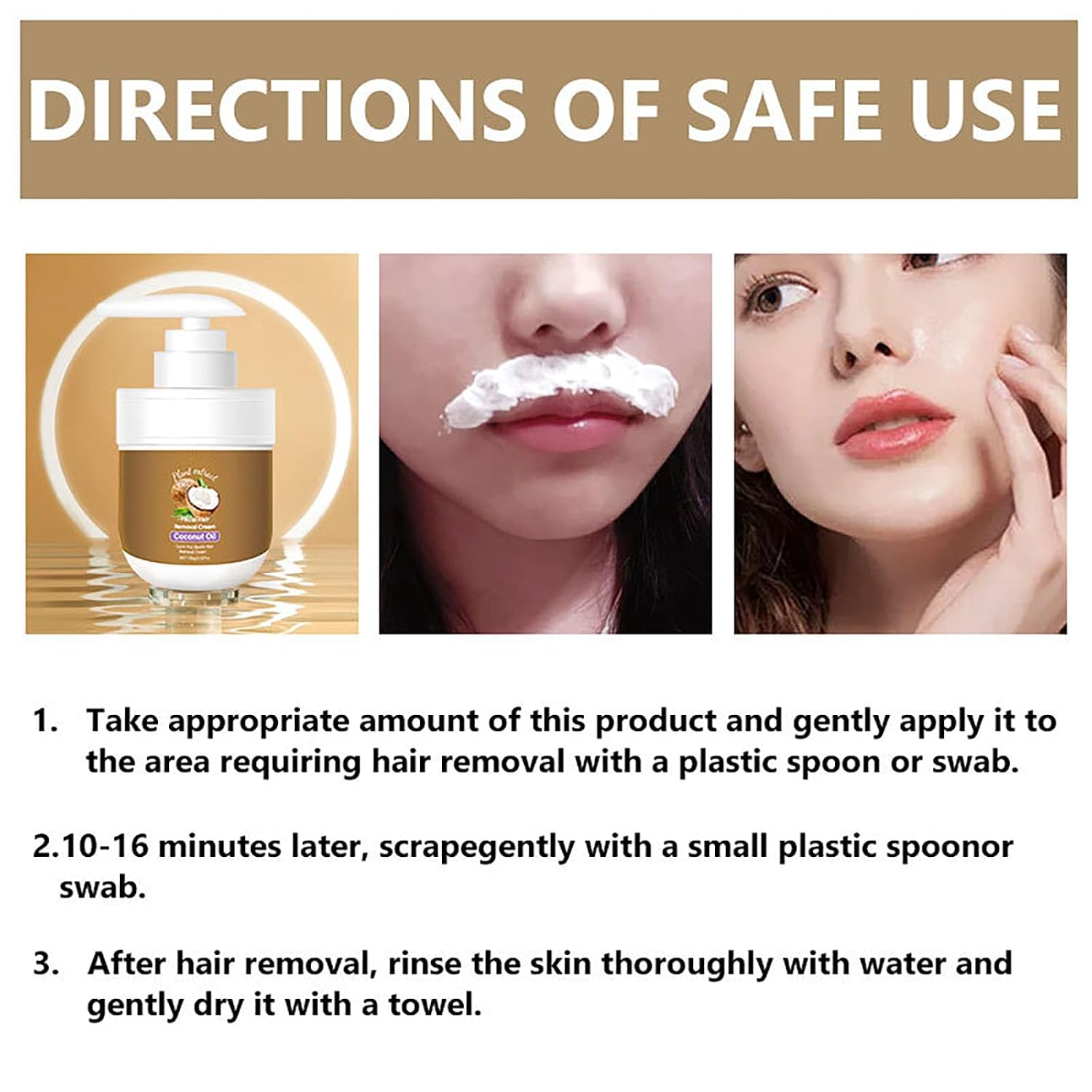 Facial Depilatory Cream, Coconut Facial Hair Removal Cream for Women - Image 6