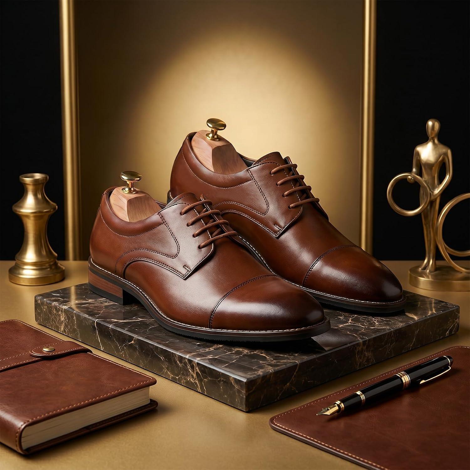 Mens Dress Shoes, Classic Derby Shoes for Work Wedding | Split Toe Derby Style, Formal Dress Look, Soft PU Upper, Rounded Toe, Cushioned Insole, Work Wedding Wear - Image 4