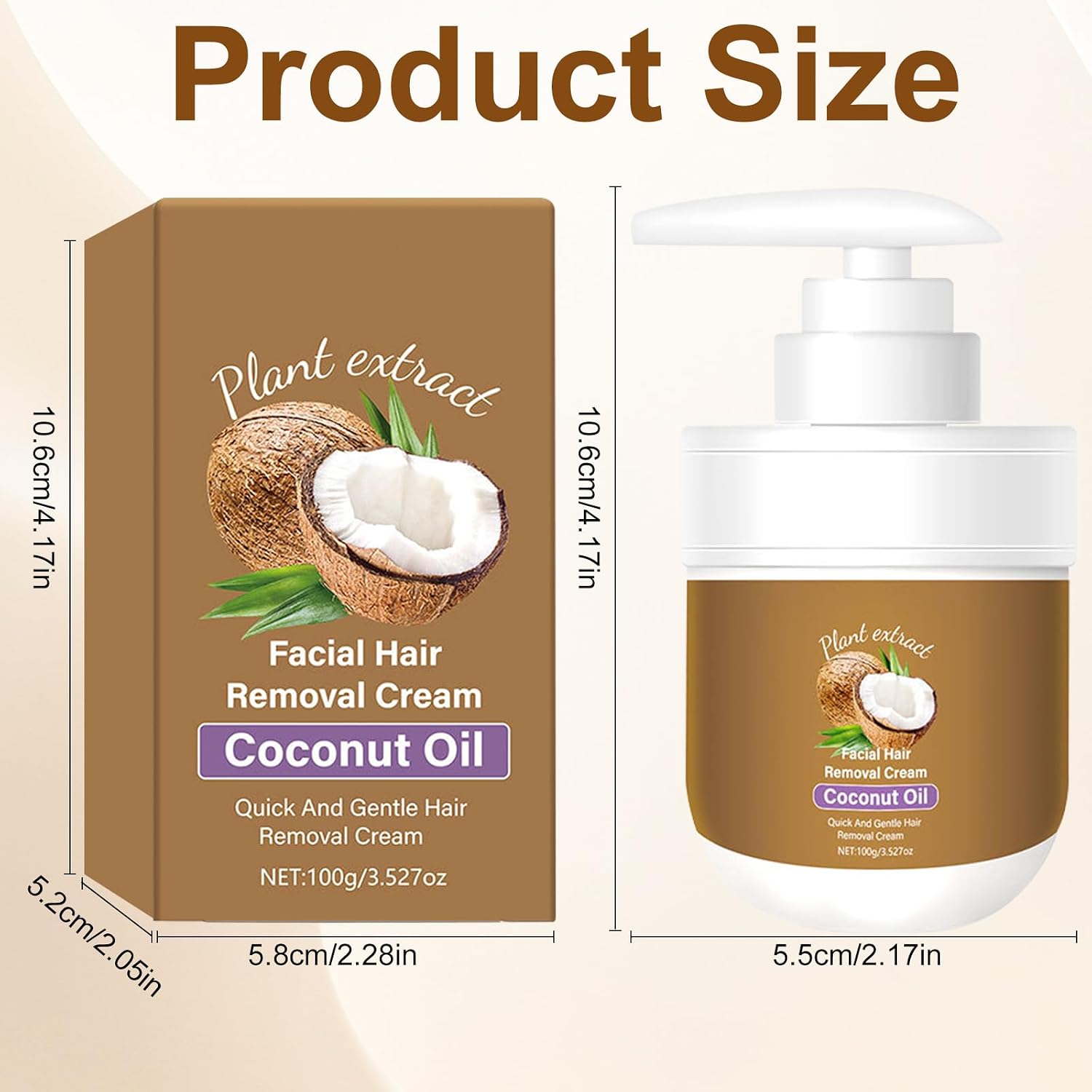 Coconut Oil Facial Hair Removal Cream for Women - Removes Hair From Chin, Upper Lip, Plant Extract, Mild and Non-Irritating (3.52oz) - Image 7