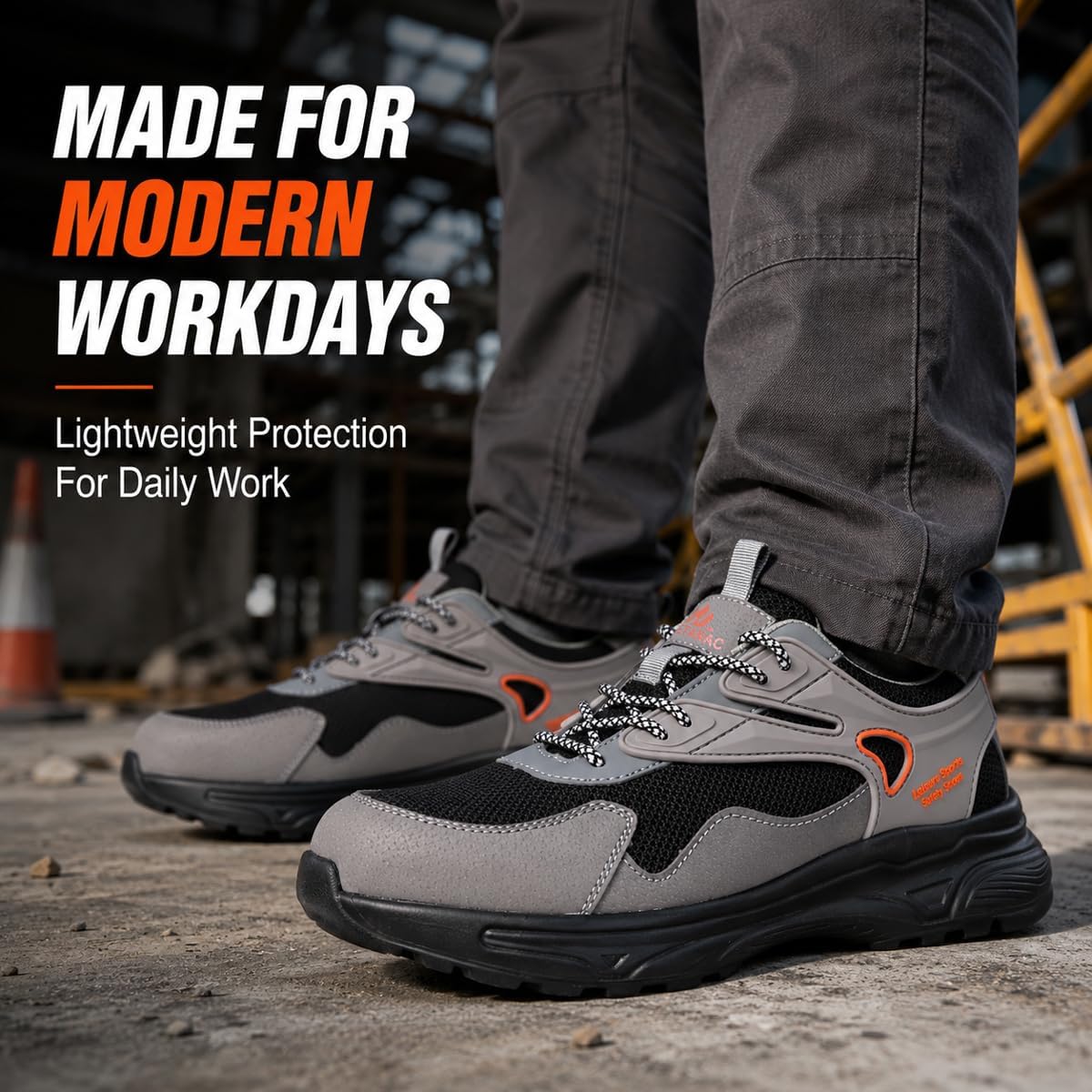 Steel Toe Shoes for Men,Lightweight Industrial Work Safety Sneaker | Comfort Cushioning EVA Sole,Durable for Warehouse Work, Breathable Puncture Resistant Tennis Footwear for All-Day Standing - Image 7