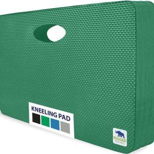 RUGGED RHINO Heavy Duty Kneeling Pad for Work, Shock Absorbent Thick Knee Pads, Holds Up to 300 lbs, Protect Knees from Hard Concrete Surfaces For Mechanics, Yard Gardening, Home Gym, Pine Green