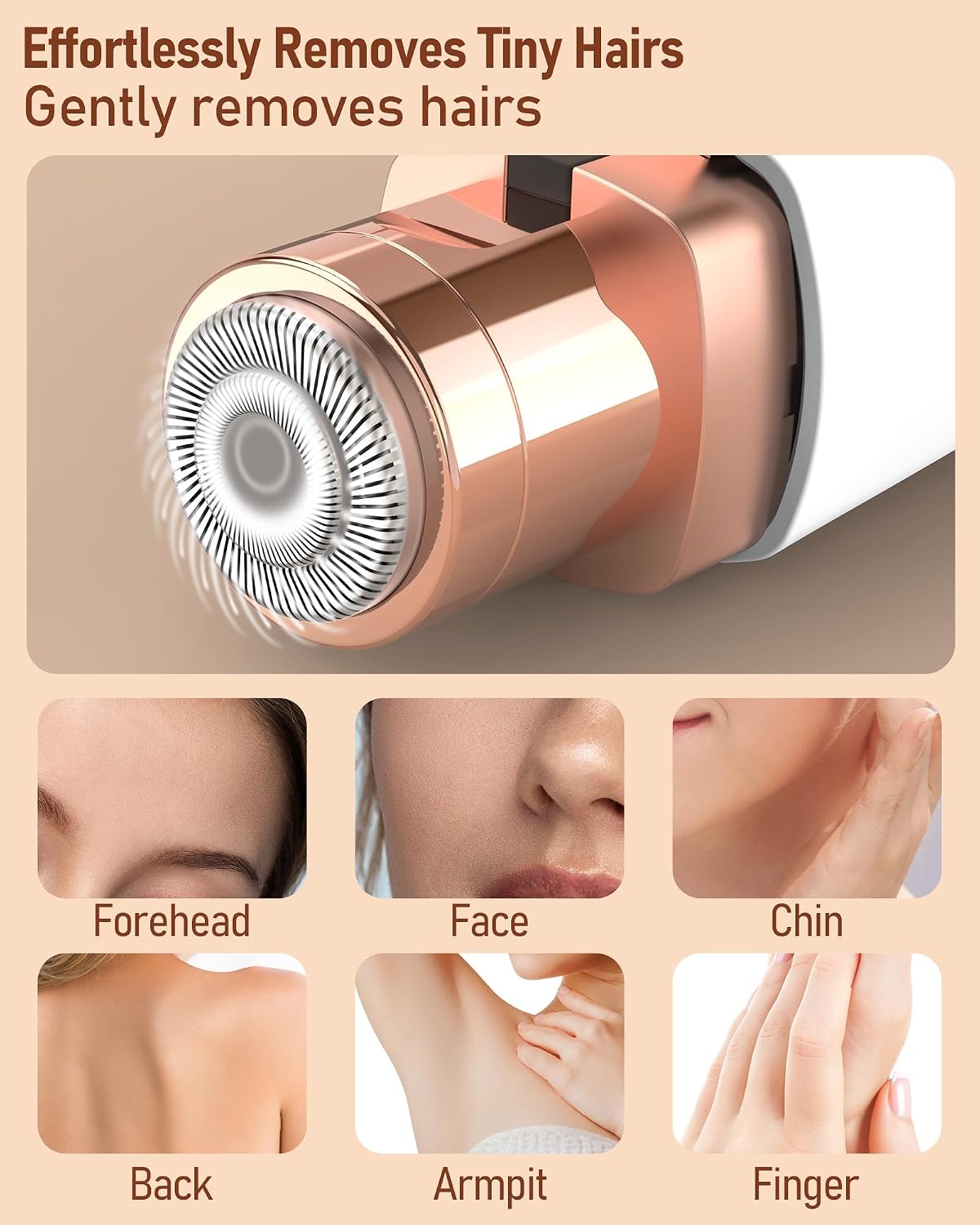 Eyebrow Trimmer Facial Hair Removal for Women: 2 in 1 Rechargeable Face Shaver with LED Light, Painless Electric Eyebrow Razor for Eyebrows, Upper Lip, Chin, Peach Fuzz & Fine Facial Hair - Image 5