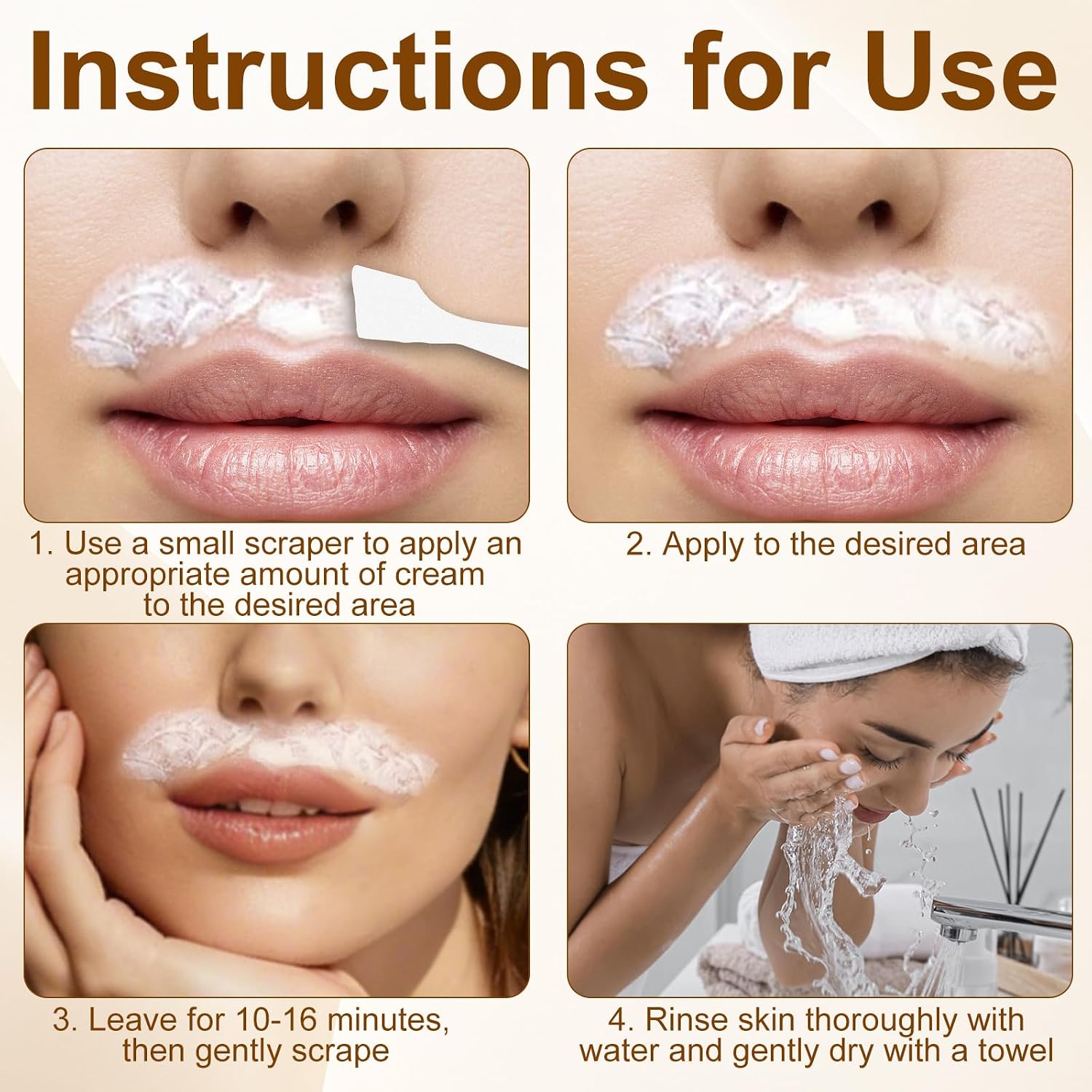 Coconut Oil Facial Hair Removal Cream for Women - Removes Hair From Chin, Upper Lip, Plant Extract, Mild and Non-Irritating (3.52oz) - Image 4