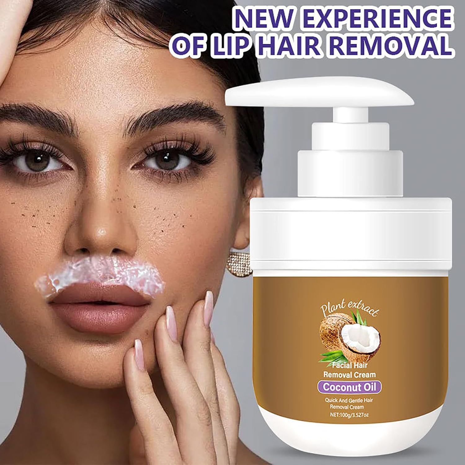Facial Depilatory Cream, Coconut Facial Hair Removal Cream for Women - Image 2